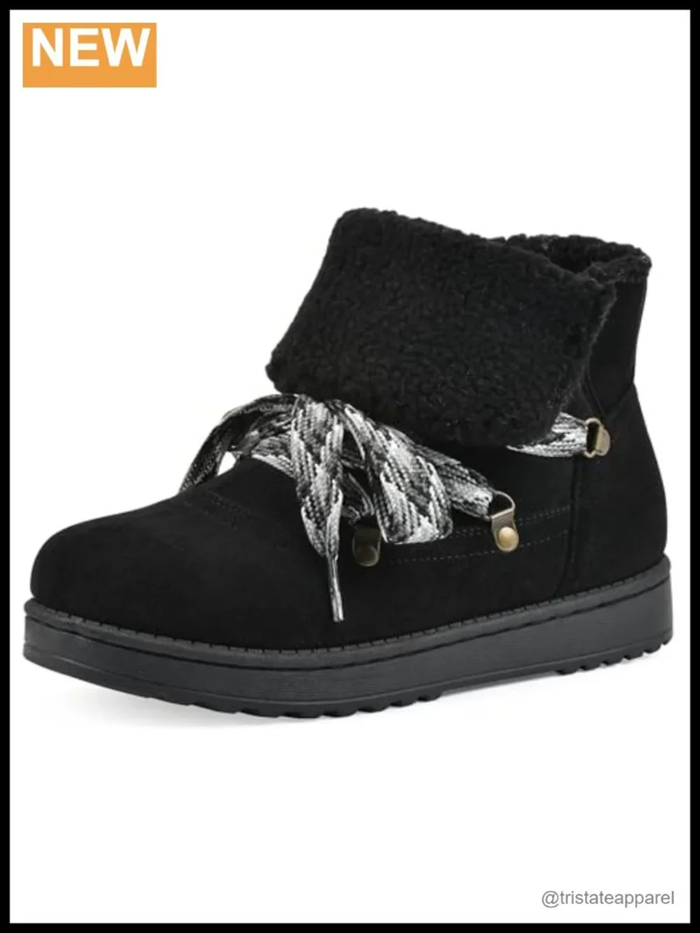 Faux Fur Lined Lace-up Ankle Booties Women's Comfortable Winter Boots